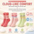 thumbnail image 4 of Girls Microfiber Boot Socks, 3 Pack, Trimmed Top Soft Cushioned Crew Socks, PINK, M, 4 of 8