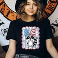 thumbnail image 3 of 4th of July Raccoon Shirt, Funny Animal Graphic Tee with Fireworks and Bow, White, Size XL, 3 of 6