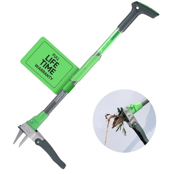 Grootpow WP5 Weed Puller Tool, Stand up Dandelion Weeder with 40" Handle, 3 Claws & Fiberglass Foot Pedal, Weeding Tool Made with Cast-Iron, Easily Remove Weeds Without Bending or Kneeling