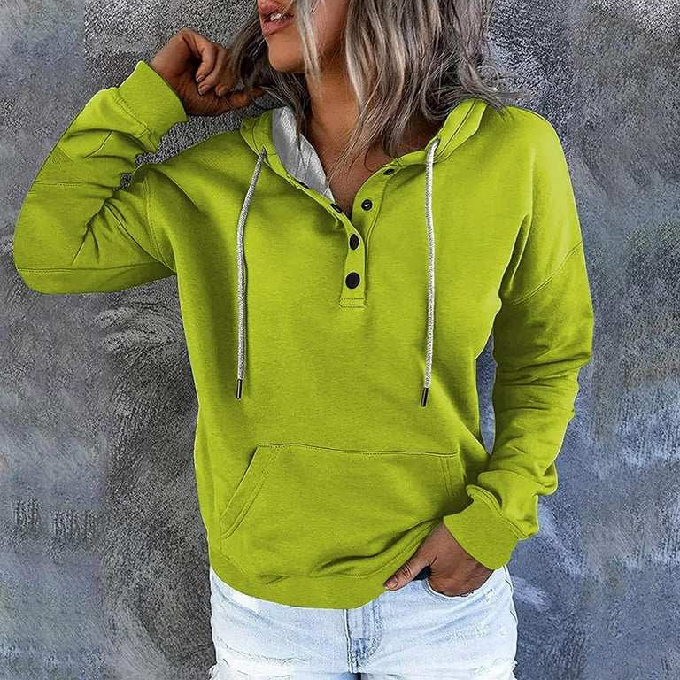 HAPIMO Rollbacks Sweatshirt for Women Button Pocket Drawstring Pullover  Tops Dipdye Gradient Color Long Sleeve Relaxed Womens Hoodie Sweatshirt  Teen