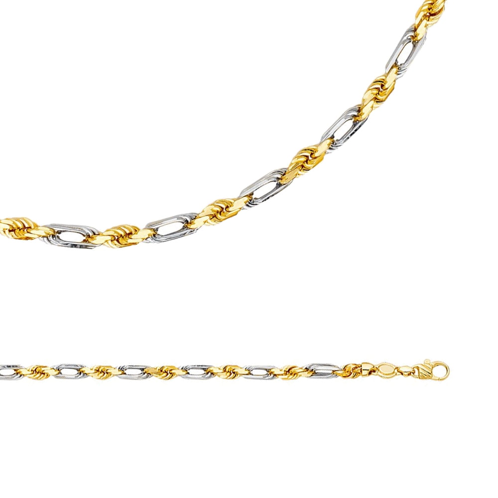 Gold Necklace Rope Chain Diamond Cut 