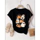 thumbnail image 1 of Halloween T-shirt Women's Crew Neck T-shirt with lively letters and scary anime prints, women's short-sleeved Halloween events, daily wear, seasonal fashion, comfortable fit, graphic T-shirt, 1 of 6