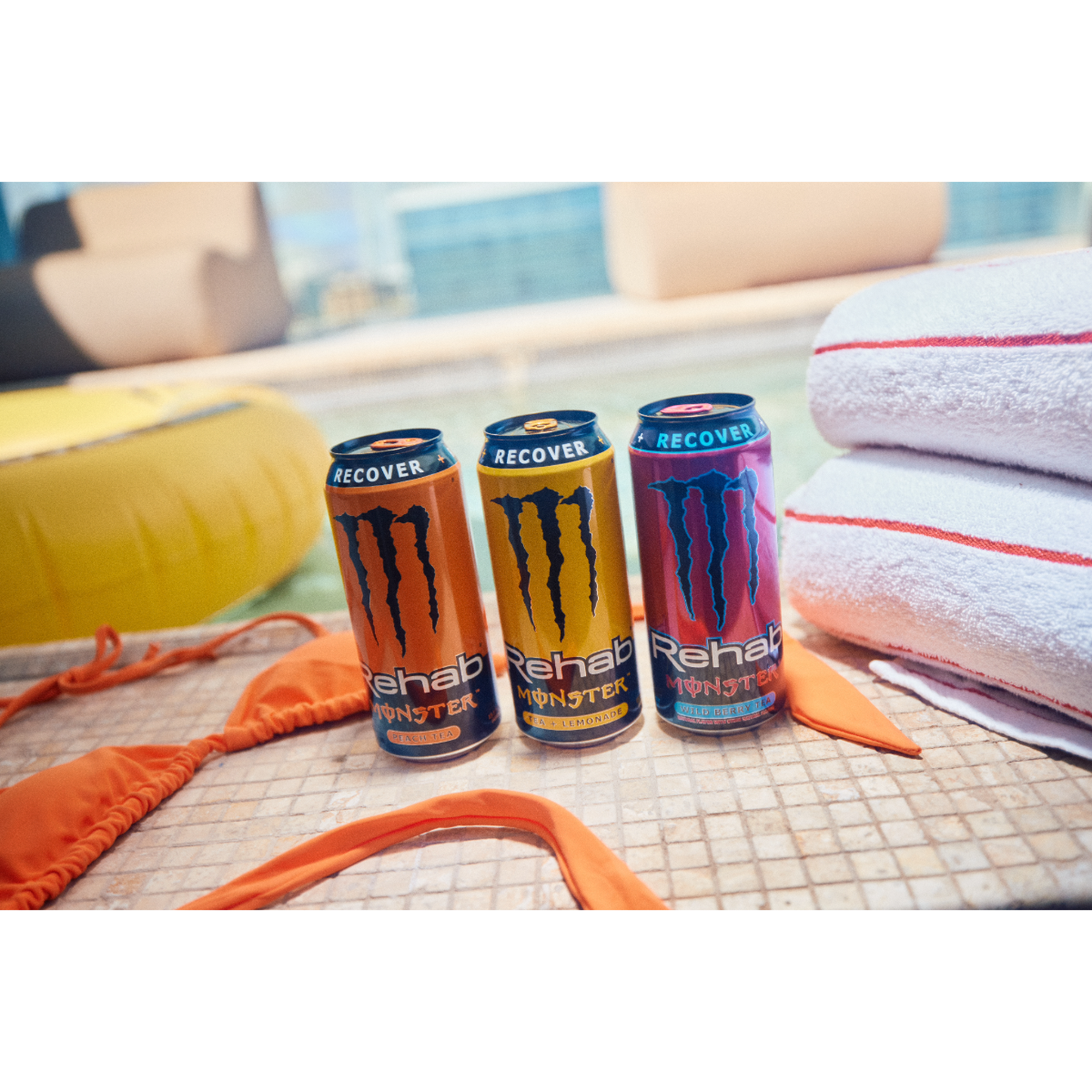 Monster Rehab Variety Pack, Lemon, Peach, Wild Berry Tea, 12 Count, 15.5 fl oz
