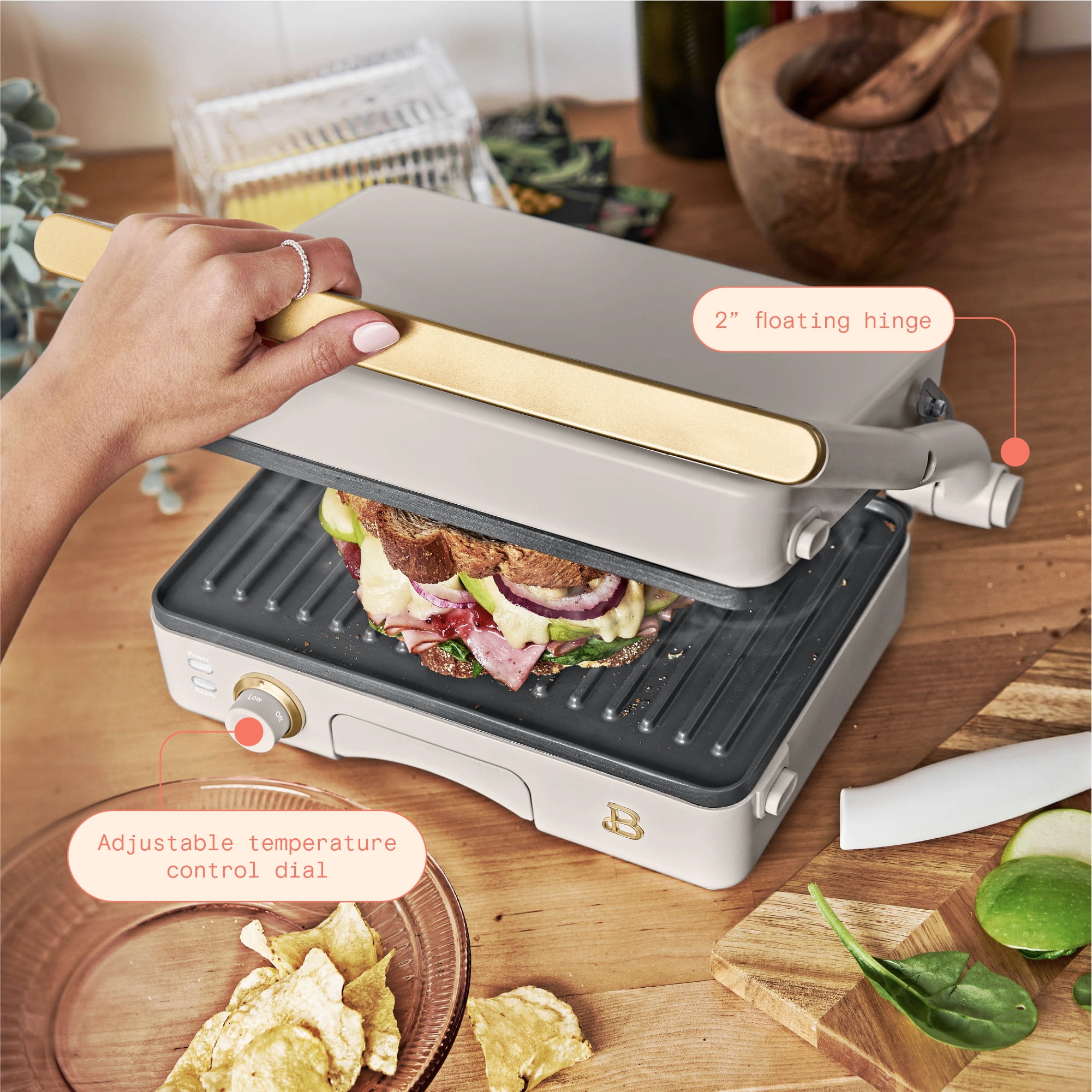 Beautiful Panini Grill with Detachable plates Cornflower Blue by Drew Barrymore
