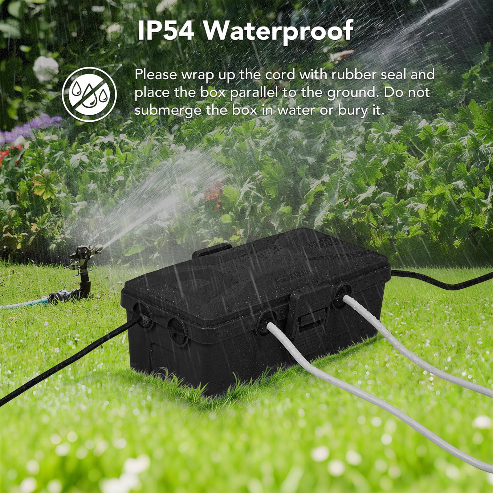 6Port Weather proof Electrical Box Junction Box Heavy Duty PP Construction Outdoor Use for Lighting Chargers Pool