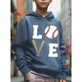thumbnail image 3 of Kid Boys Sweatshirt Love Baseball Print Casual Long Sleeve Hoodie Spring Fall Pullover Tops, 3 of 8