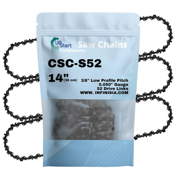3-Pack 14-inch Chainsaw Chain Replacement for Craftsman 35203 Chainsaws - S52 (14", 3/8" Low Profile Pitch, 0.050" Gauge, 52 Drive Links)