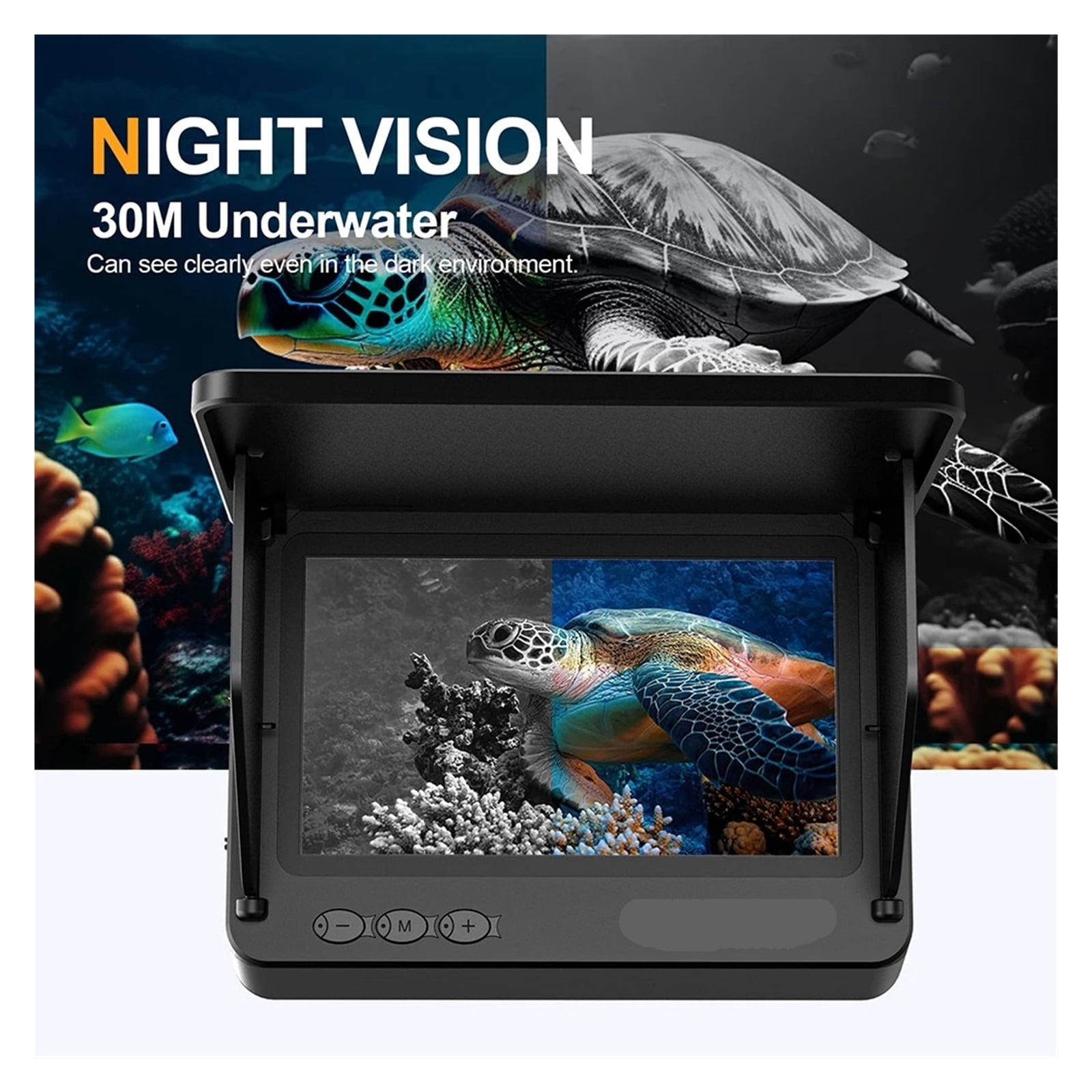 4.3 inch Display Endoscope Camera Waterproof Underwater Night Vision Fish Finder HD 1080P Inspection Borescope Camera 15m/30m Waterproof Underwater Fish Finder
