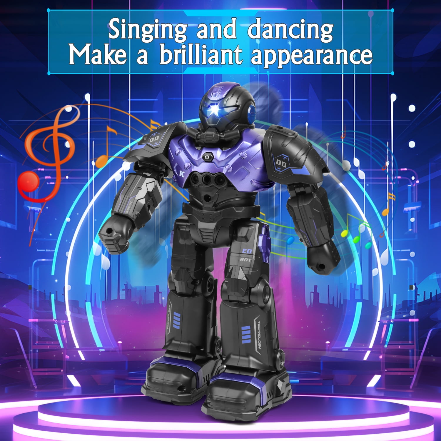 Huge Wave RC Robot Toys for Kids, Smart Robot Talking, Singing and Dancing, Programmable Interactive Gesture Sensing, Remote Control for Ages 4-12 Yeas Old Christmas Gifts(Purple)