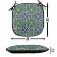 thumbnail image 4 of Orient Chair Seating Cushion, Ornate Mosaic Oriental Eastern Patterns with Damask Art, Soft Seat Pads for Office with Anti-slip Backing, 16"x16", Yellow Green Teal, by Ambesonne, 4 of 7