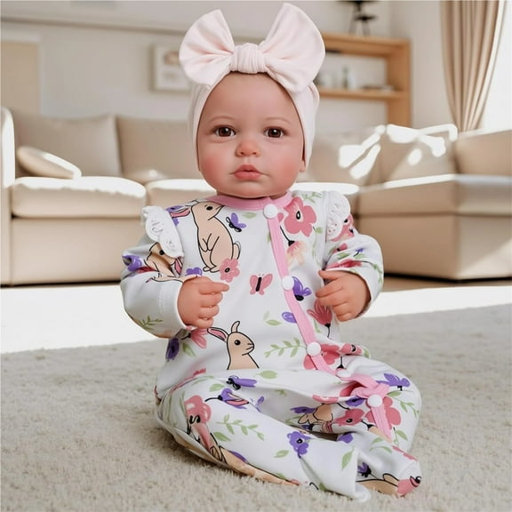 19inch Lifelike Handmade Full Body LouLou Awake Doll with Detailed Painting Real Soft Touch Cute Handy Baby Figure
