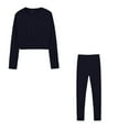 thumbnail image 1 of Haivin Ensemble Chandail à Manches Longues à Col Rond et Pantalon de Survêtement pour Femmes, Couleur Unie, Mode, Respirant, avec Design Qui Serre la Taille, pour le Sport et les Tenues Décontractées Quotidiennes, 1 of 5