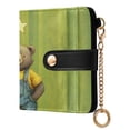 thumbnail image 2 of Small Wallet For Women Bifold Leather Pocket Coin Credit Card Holder With RFID Blocking Brown Bear Wearing Yellow Overalls, 2 of 6