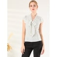 thumbnail image 4 of Blusa Allegra K con lunares y cuello de lazo Blanco XL, 4 of 6