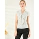 thumbnail image 4 of Camisa de oficina con lunares para mujer, blusa con cuello de lazo y manga con volantes blanco S, 4 of 6