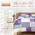 thumbnail image 6 of Abstract Purple Bedding Duvet Cover Set King Size 4 Pieces Gray Mottled Graffiti Color Block Modern Art Bedding Set with Zipper Closure, 1 Comforter Cover 92x106 Inches 1 Flat Sheet & 2 Pillow Cases, 6 of 7