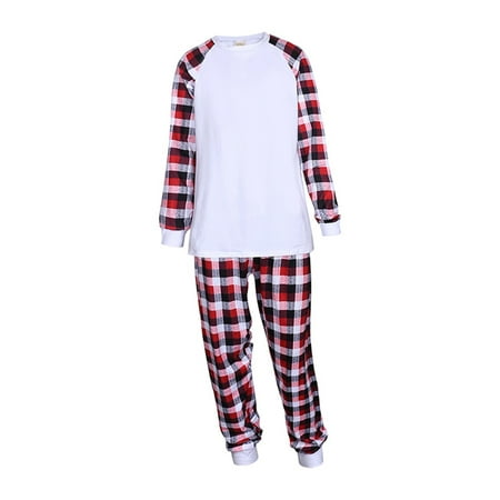 

ZMHEGW Womens Pajamas Set Wo Merry Christmas Patchwork Long Sleeve Blouse Tops T Shirt Pj S Plaid Pants Xmas Sleepwear Outfit 2Pcs Family Matching Outfits L For Parents Mother