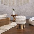 thumbnail image 2 of REDEARTH Foot Stool -Handmade Wooden 4 Legs Tufted Seat Footrest for Living Room, Bedroom, Nursery, kidsroom, Patio, Gym; 100% Cotton (16"x14"x14"; Geometric Craft Taupe), 2 of 9