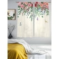 thumbnail image 3 of Watercolor Roses Sheer Curtains 63 Inch Length 2 Panels Set, Spring Flowers Leaves Butterflies Light Beige Voile Window Treatment Curtains Sheers Drapes for Bedroom/Living Room/Kitchen 52x"63"x2, 3 of 7