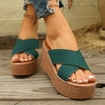 thumbnail image 3 of LOVZFMLL Chunky Wedges Sandals for Women Cross Strap Thick Sole Slippers Summer Casual Open Toe Beach Slides Outdoor Slip On Green 9.5, 3 of 9