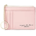 thumbnail image 1 of Cartera pequeña y delgada Meskcv con tarjetero y bolsillo frontal con bloqueo RFID rosa, 1 of 5