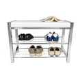 thumbnail image 5 of Danya B. White Leatherette Entryway Shoe Storage Bench with Chrome Metal Frame, 5 of 10