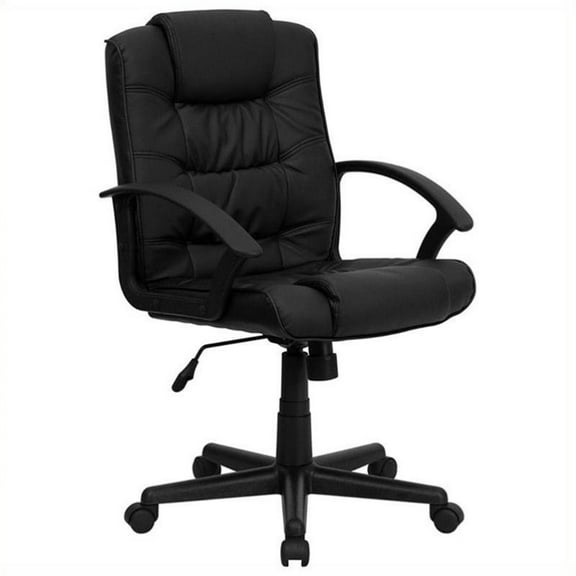 Kingfisher Lane Mid Back Black Leather Office Chair