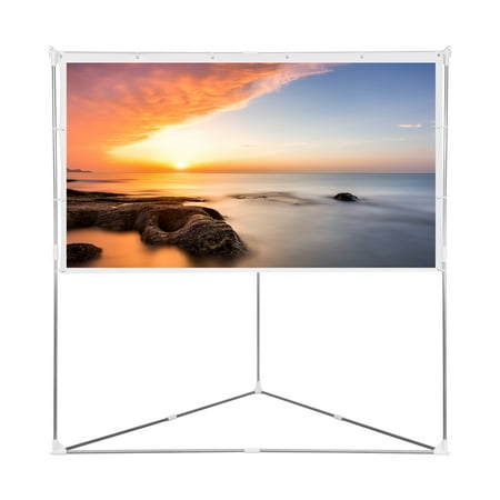 Projector Screen Free Shipping Cloud Mountain 80 inch 16:9 Projector Screen with Triangle Stand Transportable Bag, Wrinkle-Free Aluminum Bars Projection Screen for Home Cinema, Theater, Event, Office ()