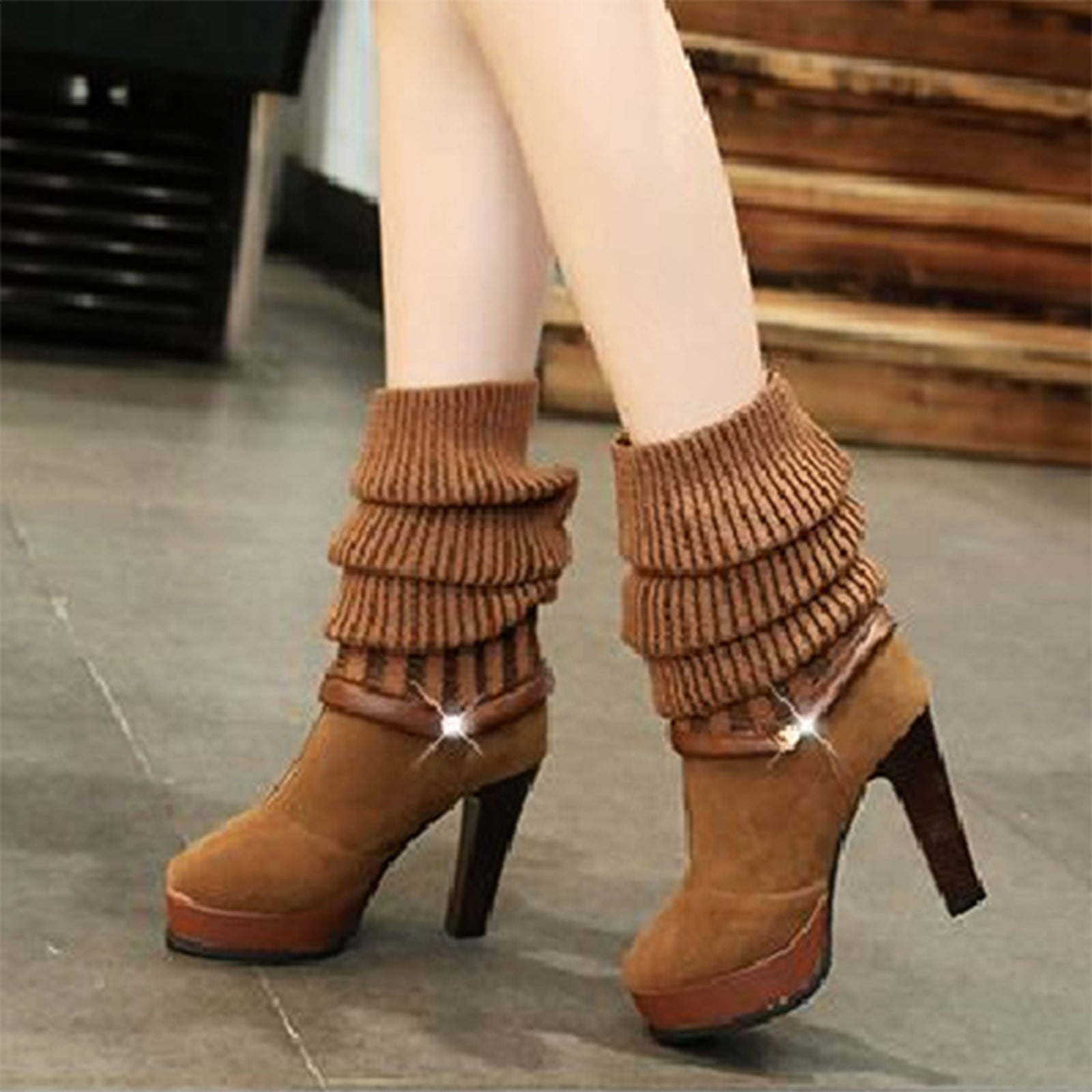 Cathalem High Heel Boots for Women Sexy Wide Calf Factory Winter Shoes Faux  Suede Comfortable High High Knee Boots for Women Flat Yellow 7 - Walmart.com