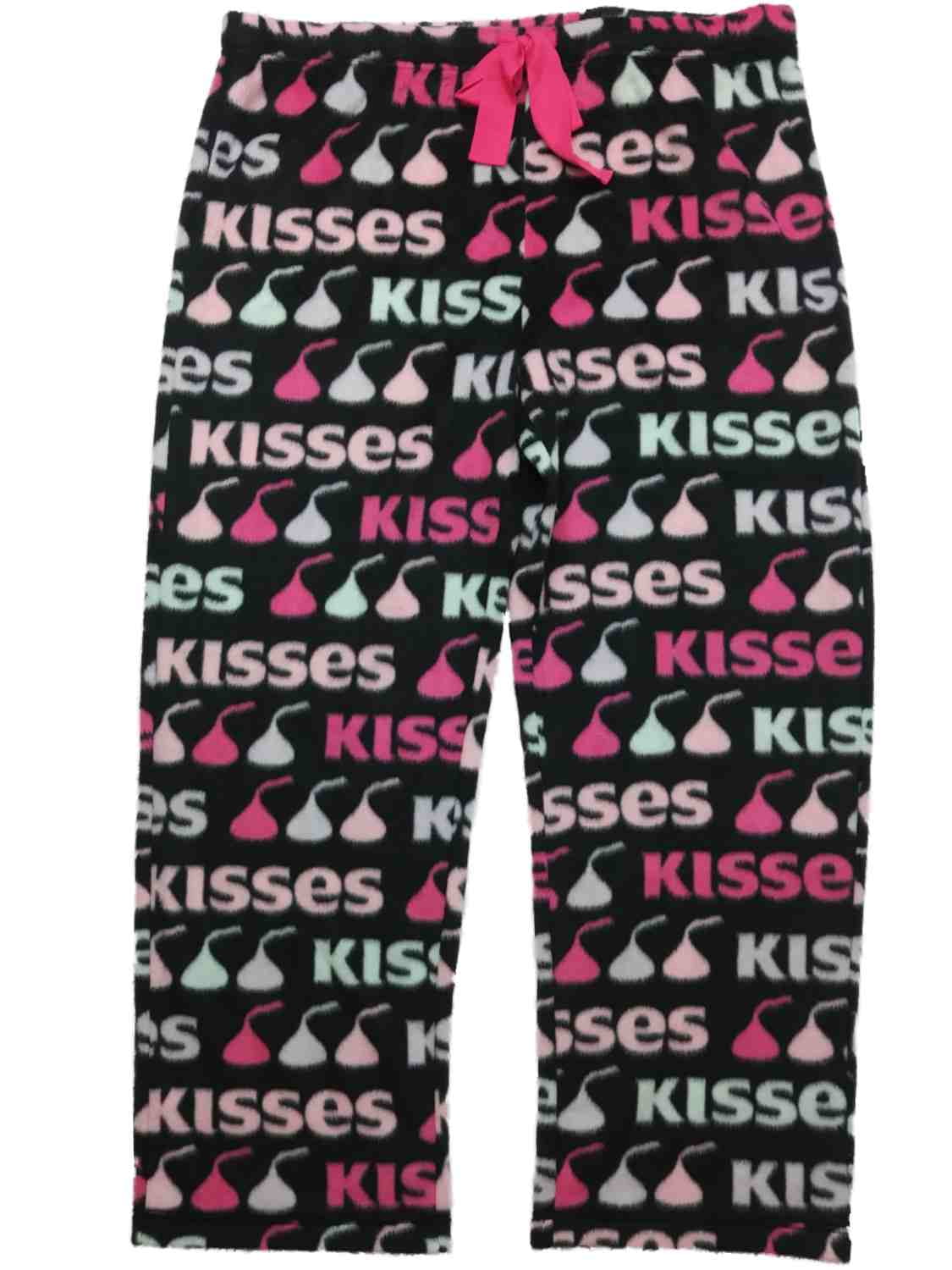 Hershey's Womens Black Hersheys Kisses Fleece Sleep Pants Pajama