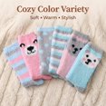 thumbnail image 2 of Colorfut Women's 3-Pairs Cozy Microfiber Anti-Skid Soft Colorful Patterned Fuzzy Crew Socks Slipper (with non-slip silicone grippers) FZ43-6, 2 of 5