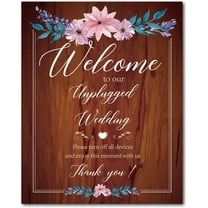 Wooden Wedding Ceremony Sign Welcome to Our Unplugged Wedding Please Turn Off All Devices and Enjoy This Moment with Wood Sign Plaque Hanging Plaque for Memorial Decor 7.8 x 9.8in brown