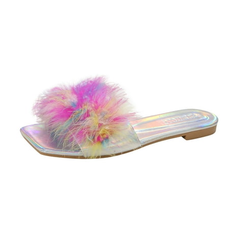 

Youmylove Women Slide Slippers Fashion Summer Simple Fashion Solid Color Comfortable Non-Slip Beach Casual Flat Sandals Leisure Ladies Cozy Daily Walking