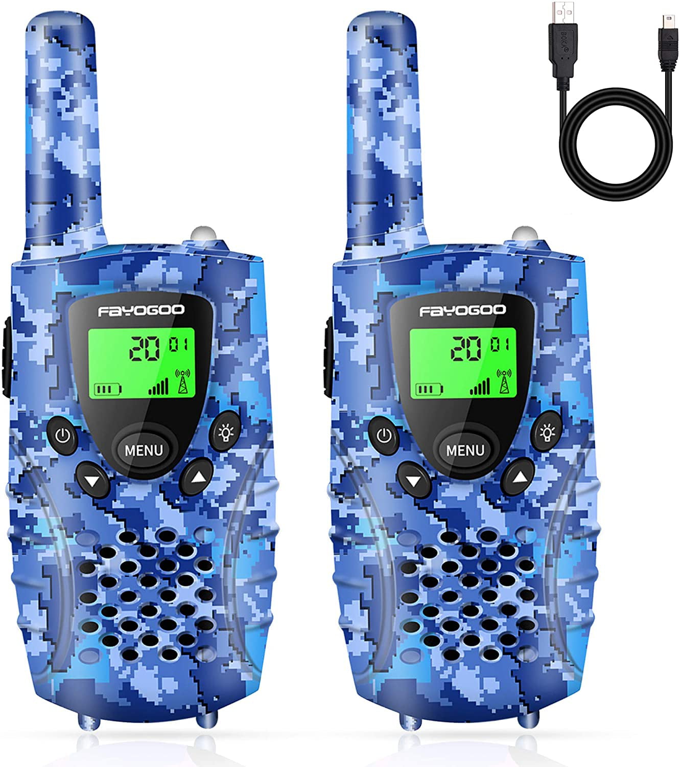 2 Way Radios 4 Miles Walkie Talkies Kids Toys with Flashligh-Best Gifts for Boys,1 Pair,Camo Blue Fairwin Walkie Talkies for Kids,22 Channels FRS/GMRS UHF Kids Walkie Talkies 