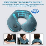 Inflatable Travel Neck Pillow for Airplane Train Car Washable Pillowcase U Shaped Office Napping Pillow