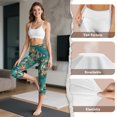 thumbnail image 7 of SCRAWLGOD Butterfly Floral Cyan Capri Leggings with Pockets for Women High Waist Stretch Tummy Control Workout Yoga Capris Active Yoga Leggings for Running Cycling, XS, 7 of 7