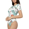 thumbnail image 2 of Easygdp Music Lover Dinosaur Women'S Waist-Cinching Short-Sleeved Onesie, Olastic Onesiet,Snaps At Bottom,Easy To Put On And Take Off - Medium, 2 of 9