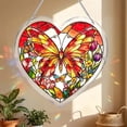 thumbnail image 7 of Yangka Heart Shaped Red Orange Butterfly Acrylic Puzzle Suncatcher, Floral Stained Glass Style Window Hanging, Bright Home And Garden Ornament, 7 of 7