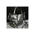 thumbnail image 4 of Kbinter - Bolsos luminosos geométricos y bolsos de mano de piel sintética ecológica, diseño holográfico, Azul, L, 4 of 5
