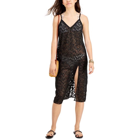 Miken Juniors Lurex Robe Midi à Imprimé Animal, Noir, TG