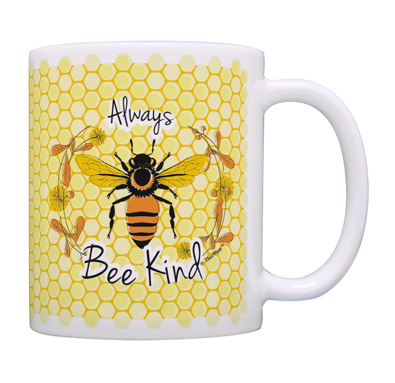Bee Kind Coffee Mug Large 18 oz Black Ceramic Bumble Honey Bee Sweet Water Decor