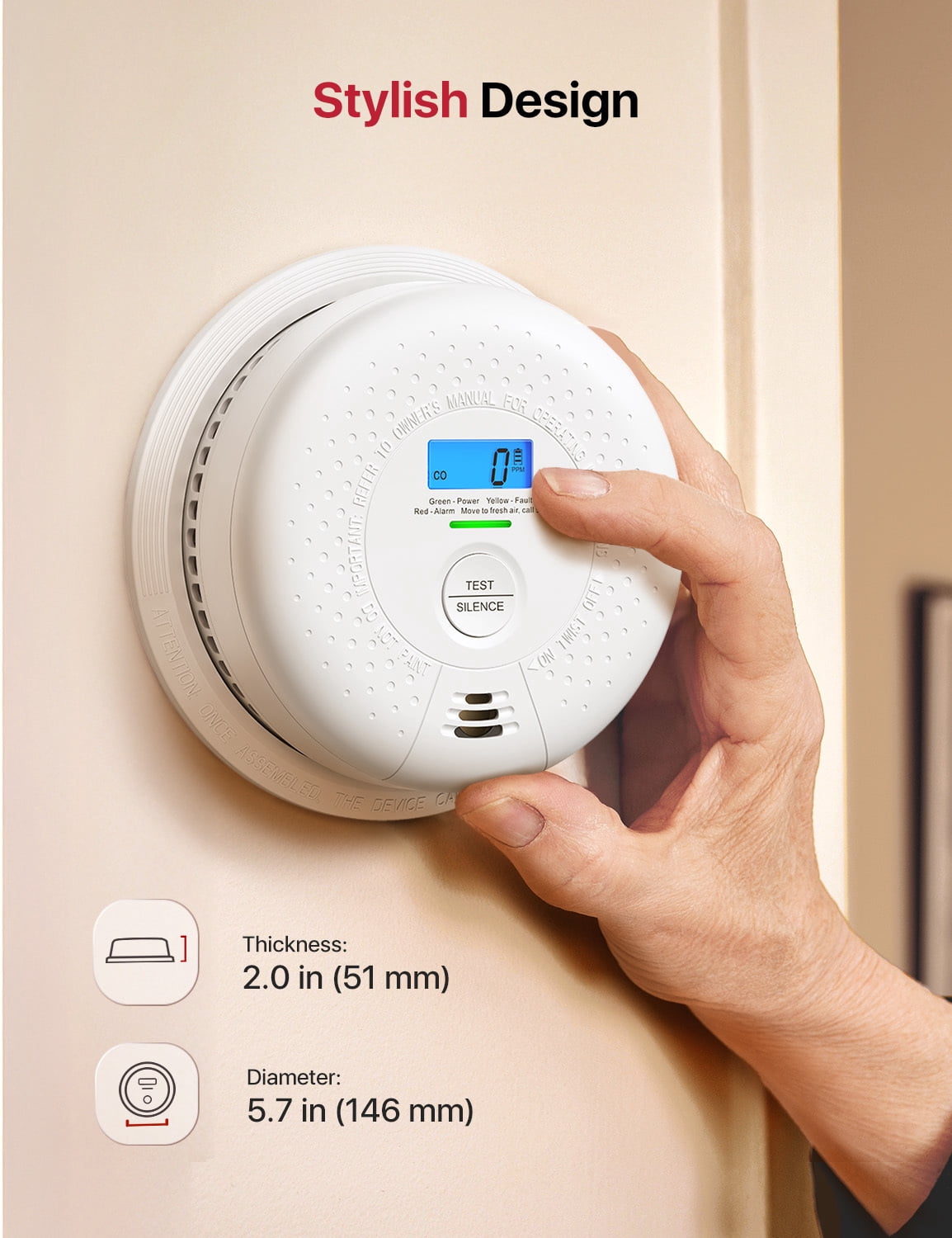 X-Sense Smoke Detector Carbon Monoxide Detector Combo with Display