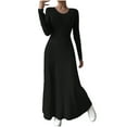 thumbnail image 3 of Meichang Women's Ribbed Knit Sweater Dress Bodycon Maxi Dress Casual Long Sleeve Crew Neck A Line Long Dress Winter Wedding Guest Dresses, 3 of 10