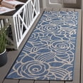 thumbnail image 3 of SAFAVIEH Courtyard Chester Floral Indoor/Outdoor Runner Rug, 2'3" x 6'7", Blue/Beige, 3 of 15