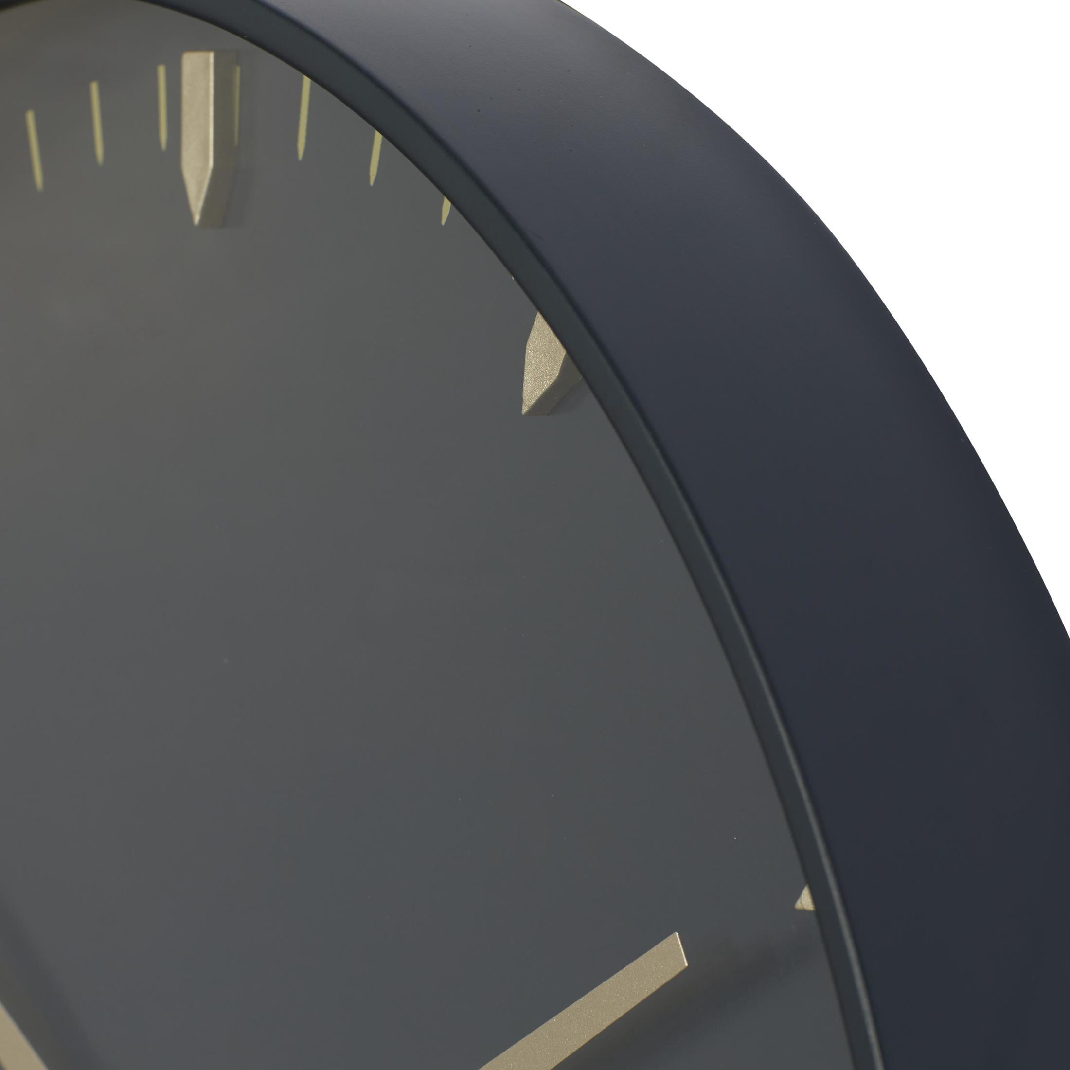 DecMode 20" Dark Blue Glass Numberless Wall Clock with Gold Accents