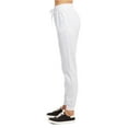 thumbnail image 2 of Sofra Women's Jersey Cotton Jogger Pants with Side Pockets for Yoga Running Workout White, 2 of 7
