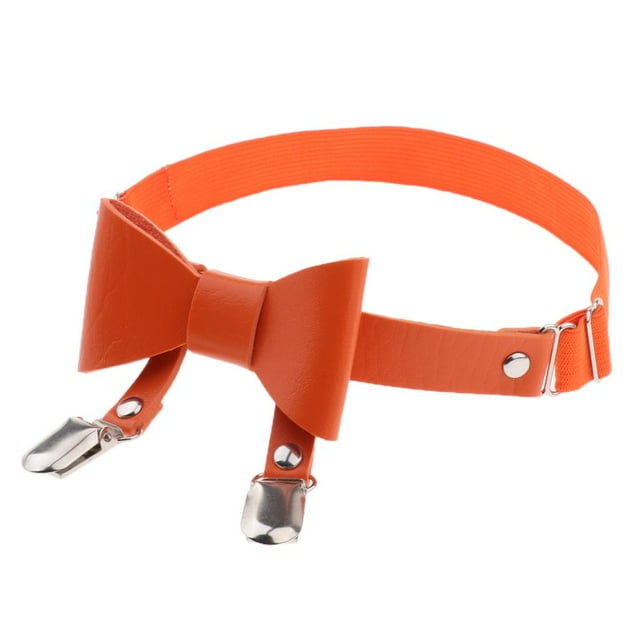 Liga De Pierna De Muslo Arnés De Cuero Artificial Con Bowknot Tirante De Calcetines Estancia De Camisa naranja Baoblaze Correa elástica