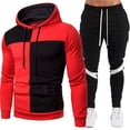 thumbnail image 3 of Lyrehush Casual Outfits for Men Color Block Pullover Hooded Sweatshirt with Jogger Pants Tracksuits, 3 of 5