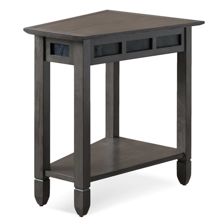 Rustic Recliner Side Table with Accents & Shelf - Living Room End Table