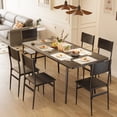 thumbnail image 3 of Lofka 7-Piece Dining Table Set for 6 People, Extendable MDF Wood Kitchen Table with 6 Wooden Chairs, Black - Space Saving, 3 of 11